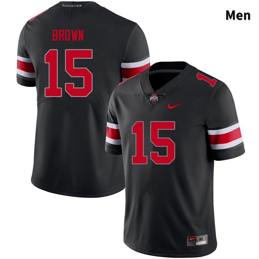 Ohio State Buckeyes Devin Brown Men's #15 Blackout Authentic Stitched College Football Jersey